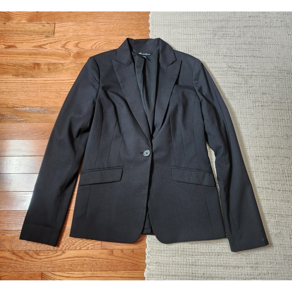 Kenneth Cole Womens Black Blazer Preppy One Button Classic Neutral Preppy 4